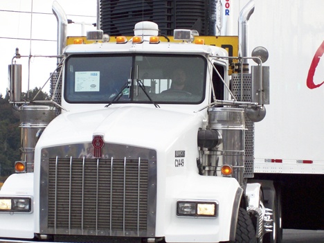 Jack Jessee from the History Channel’s 'Ice Road Truckers Series' leads the World’s Largest Truck Convoy for Special Olympics from Tacoma to Seattle last Saturday.