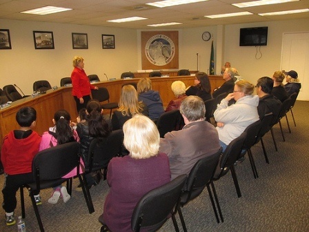 Rep. Linda Kochmar engages citizens during a recent town hall meeting.