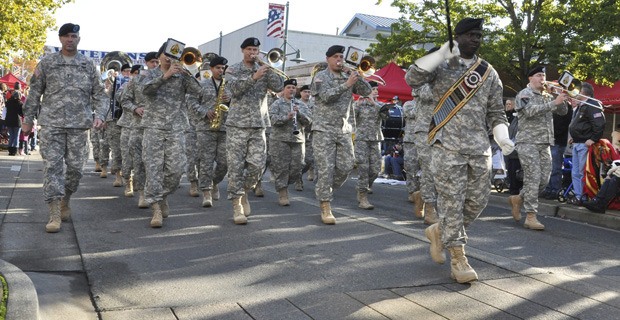 The Army Band marches in last year's Veterans Day Parade down Main Street.