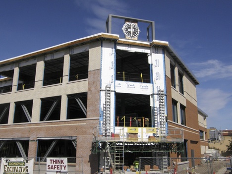 Crews continue to make progress on the downtown Auburn Professional Plaza building. Rising on the site of the former Tavern Row between North Division Street and Auburn Avenue