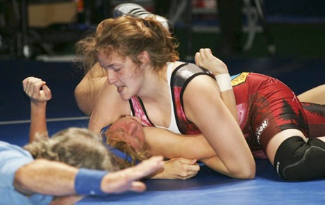 Auburn Mountainview’s Lilia Gudzyuk pins an opponent during the 2009 Freestyle Women’s Wrestling tournament