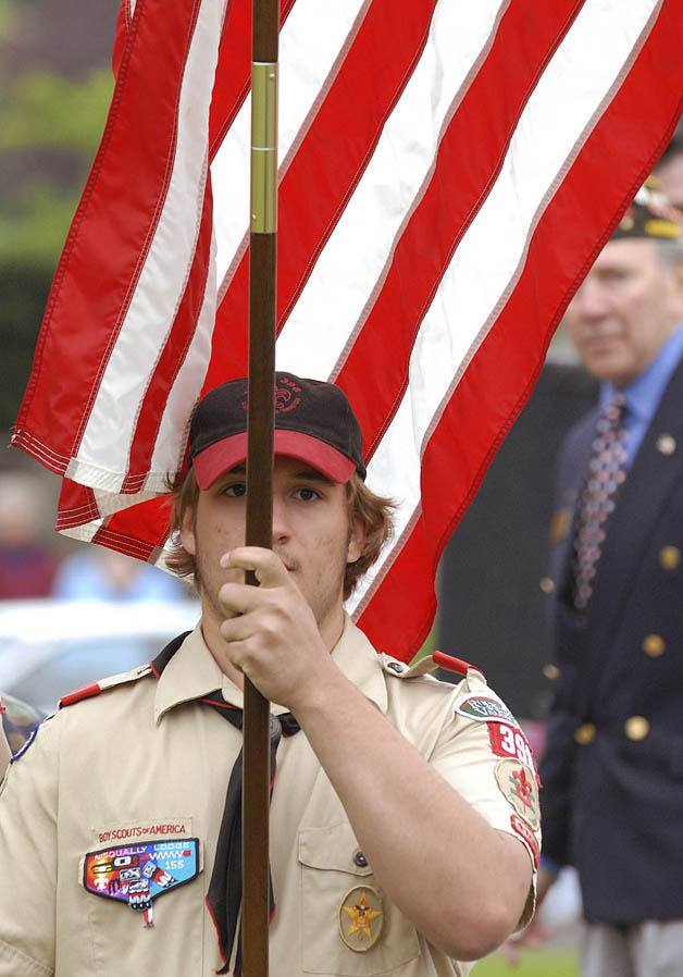 A color guard presentation by Boy Scout Troop 398 will be a part of Monday's Memorial Day ceremony at Mountain View Cemetery.