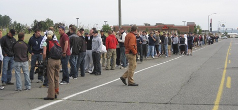 The line and the wait were long along C Street Southwest