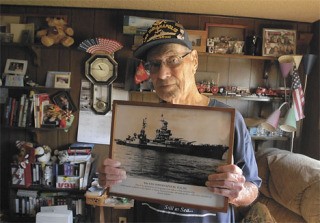 Eugene Morgan was aboard the USS Indianapolis when it was sunk by a Japanese submarine. In this November 2007 photos