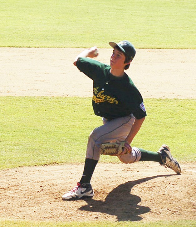 Hudson Byorick on the mound during the Auburn Little League All-Stars' win over Alaska. The Auburn Little League All-Stars will play Idaho for the Northwest Regional title on Saturday.