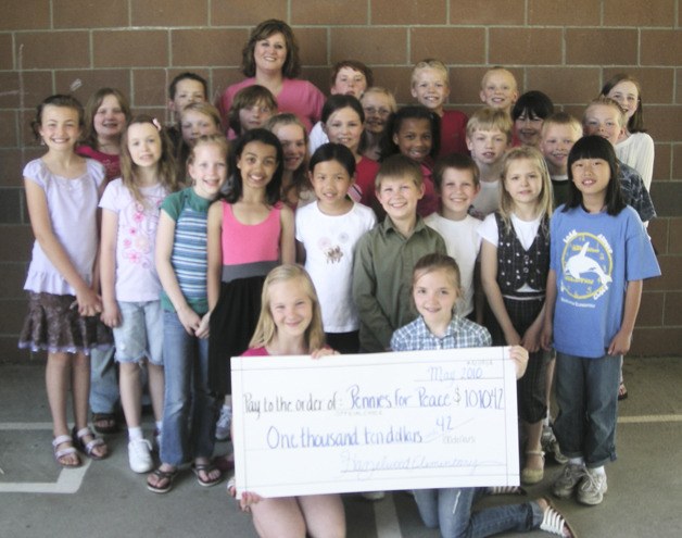 Students in Sandra Ferguson’s class led a school-wide coin drive at Hazelwood Elementary for less fortunate children who live in Pakistan and Afghanistan.