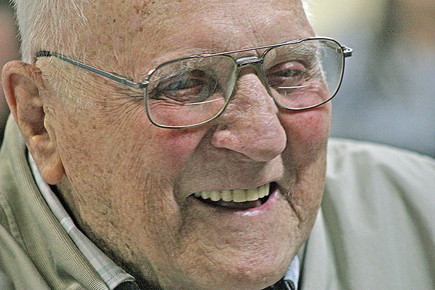 Jim Webb is all smiles at his 90th birthday party.