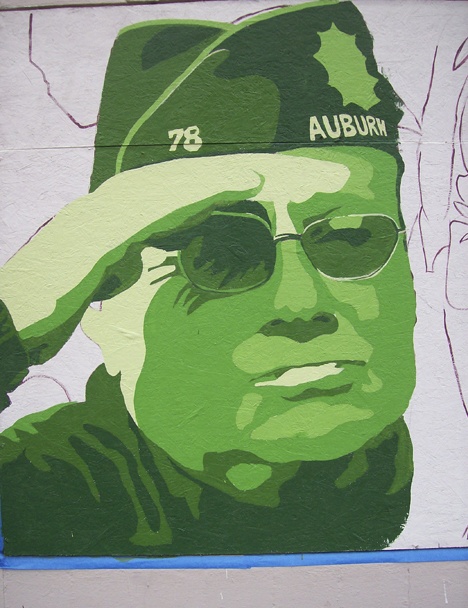 The ‘Faces of Auburn’ mural is a collection of portraits of local residents