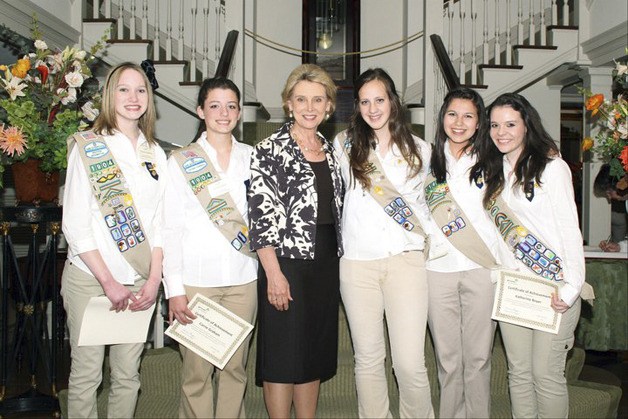 Appearing at the Girl Scout Gold Awards presentation with Gov. Chris Gregoire were: from left