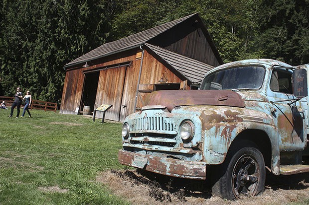 Festival goers tour the Mary Olson Farm’s iconic barn during the Hops & Crops Music and Beer Festival.