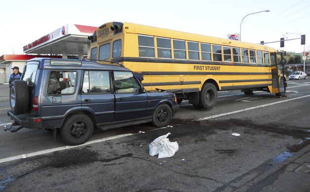 Police and fire personnel were on the scene Tuesday afternoon of a vehicle-school bus accident on Harvey Road Northeast. Three sustained minor injuries in the collision.