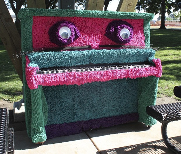 Amy Collins' fun piano features keys that purr. The colorful