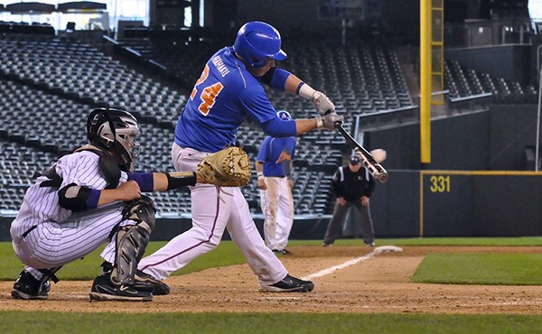 Auburn Mountainview's Ikaika Nahaku at the plate at Safeco Field during last season's High School Baseball Classic.