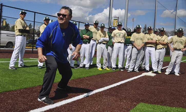 Former Mariners second baseman Julio Cruz led a baserunning clinic April 14 for the Auburn High School baseball team. Cruz stole a Mariners-record 290 bases from 1977-83 before Ichiro Suzuki (438) surpassed him.