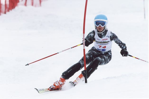 Auburn’s ‘Jordy’ Harrison negotiates a gate during recent competition on the slopes of Utah’s Squaw Valley.  Harrison