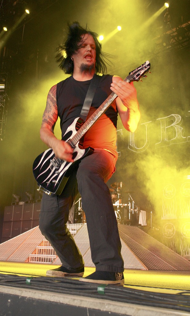Disturbed guitarist Dan Donegan onstage at the inaugural Mayhem Festival. Disturbed will again headline the annual festival