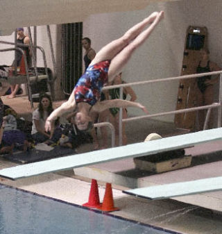 Auburn’s Shawna Jordan skies to high marks during the state Class 4A diving competition. Jordan