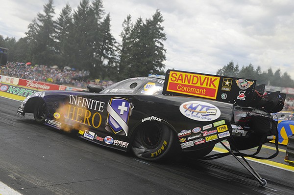 Jack 'Fast Jack' Beckman at the starting line at Pacific Raceways during the NHRA Northwest Nationals.