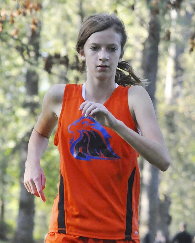 Samantha Goedde dashes to a 5K victory in a South Puget Sound League 3A cross country meet against Bonney Lake on Wednesday.