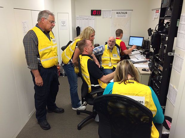 Radio operators during the recent Cascadia Rising emergency drill.