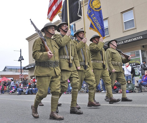 The American Legion World War I doughboys march in last year's Veterans Day Parade.
