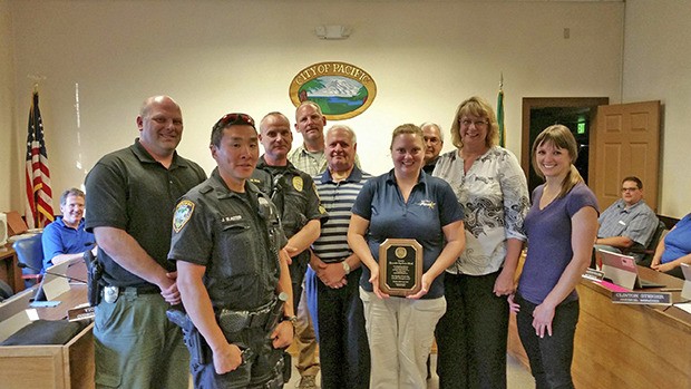 The City recently recognized departing Pacific Police Department Public Information Officer Stephanie Shook. Shook