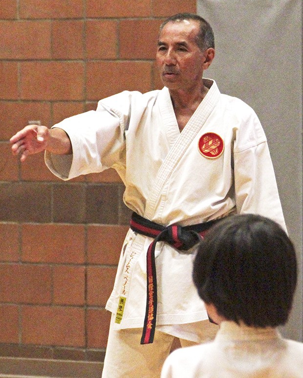 Unified Shito-Ryu Academy founder James Penor instructs students at the Rainier Middle School class.