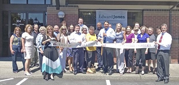 Representatives from the Auburn Area Chamber of Commerce and community leaders recently joined Greg Dobbs and his Edward Jones team for a ribbon-cutting ceremony.