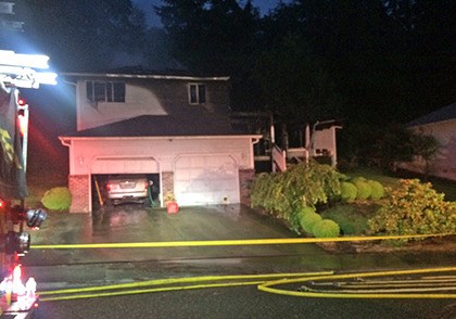VRFA firefighters doused a fire that destroyed a house in Lakeland Hills early Monday morning. There were no reported injuries.