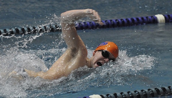 Colin Lempert in the pool for the Auburn Mountainview boys swimming and diving team.