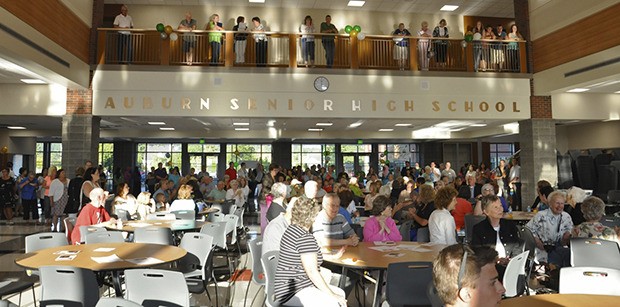 The public took in the commons of the new Auburn High School on Thursday night.