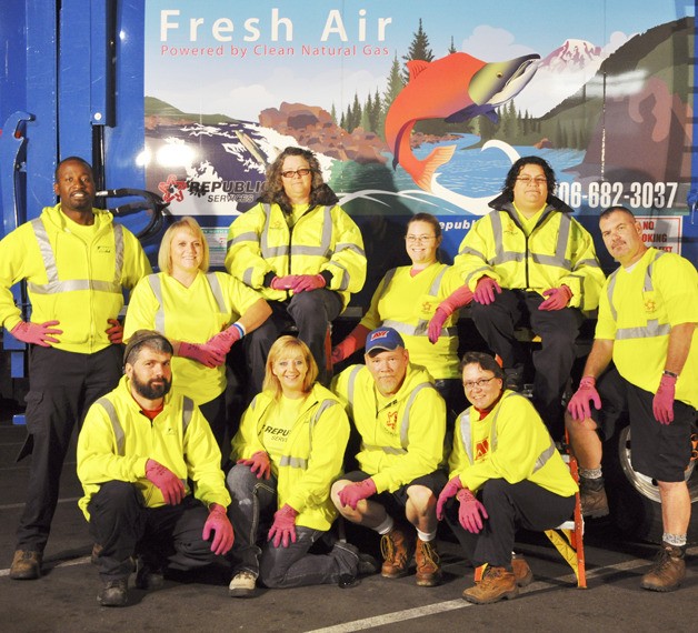 Allied Waste Services drivers throughout the Puget Sound are in the pink – part of the company's Passionately Pink for a Cure – And Still Tough as Nails breast cancer awareness campaign.