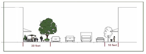 The proposed promenade as seen from the west side of Division between West Main Street and 2nd Street Southeast.