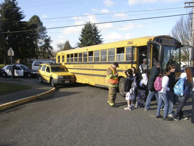 No one was hurt in this minor accident involving a car and school bus Friday.