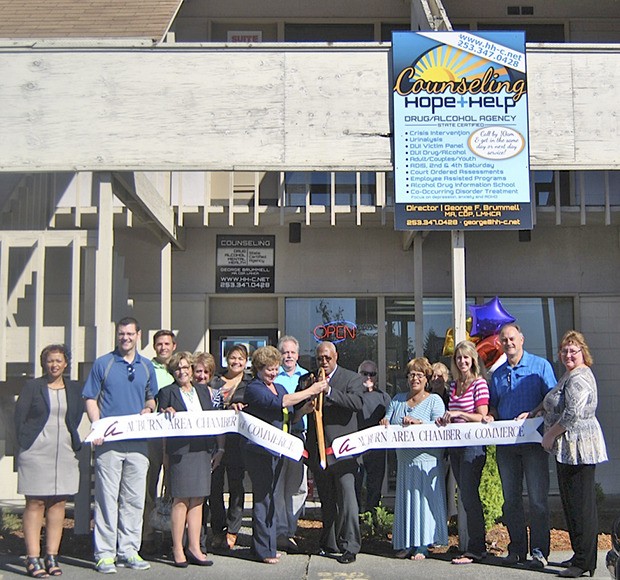 Representatives from the Auburn Area Chamber of Commerce and community leaders joined the staff at Hope+Help Counseling for a ribbon-cutting ceremony on Sept. 12. Mayor Nancy Backus and George F. Brummell
