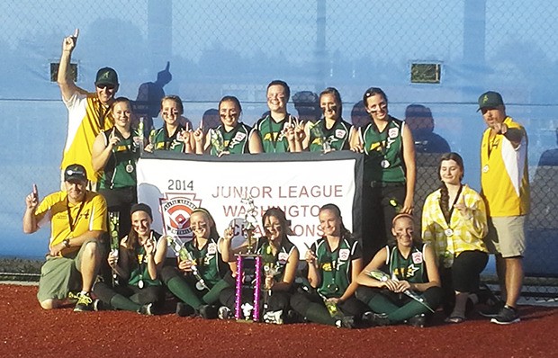The Auburn Little League Juniors Dynamite softball team took the state championship by sweeping four tournament games. The Dynamite advance to the Western Regional