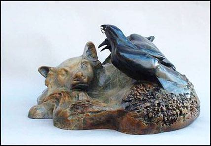 Leo E. Osborne creates bronzes from his original wood sculptures. The emerging forms translating very well into bronze
