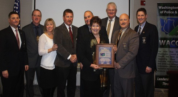 Sen. Pam Roach is presented with the Washington Council of Police and Sheriffs 2014 Legislator of the Year award.
