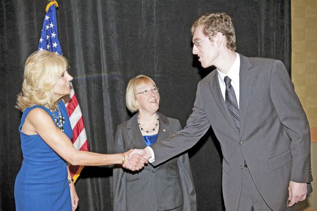 Auburn’s Tyler May greets Dr. Jill Biden