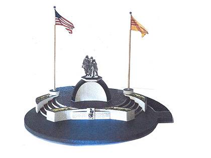This architectural illustration shows the proposed joint American-Vietnamese war memorial planned  for Les Gove Park.