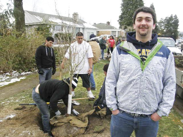 Eagle Scout candidate Alex Anthony led the planting of trees along Park Avenue