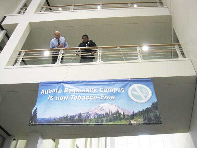 Banner day: Auburn Regional Medical Center leaders officially declared its campus tobacco-free at a ceremony last week.