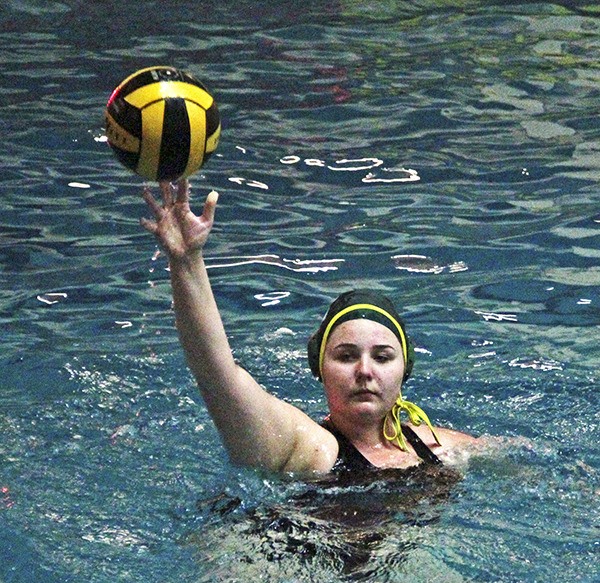 Auburn senior water polo player Brenna Tinsley in the pool for the Trojans.