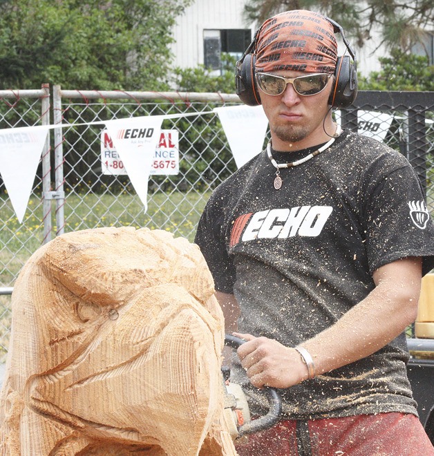 Ryan Anderson competes in last year's wood carving competition at Pacific. Anderson finished fifth in the contest.