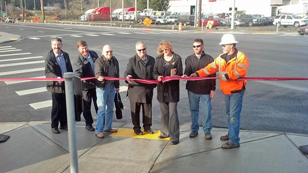 Officials gathered at the intersection of Stewart and Thornton Avenue for a ribbon-cutting ceremony Wednesday to celebrate the completion of the Stewart and Thornton Avenue Road Improvement Project. Representatives included