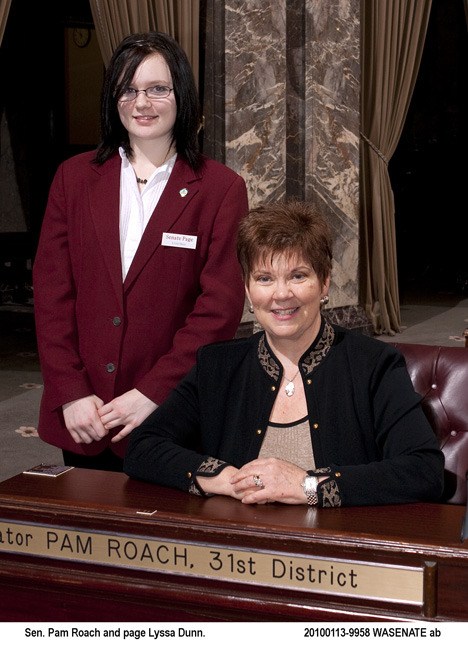 Lyssa Dunn worked as a page for Sen. Pam Roach and others last week in Olympia.