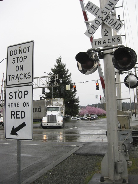 The railroad crossing at 37th Street and B Street Northwest is one of three in Auburn that will receive safety improvement.