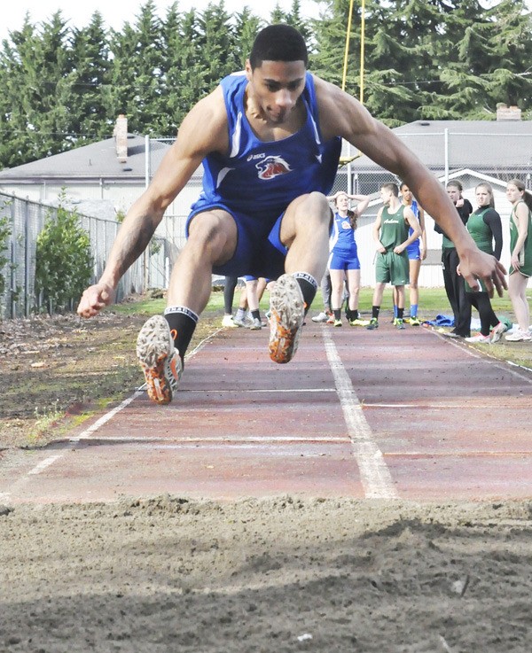 Auburn Mountainview's Devin Bryant competes in the long jump.