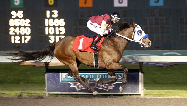 Clemens Brook and jockey Jennifer Whitaker score a 3 1/2-length victory in Friday's $14