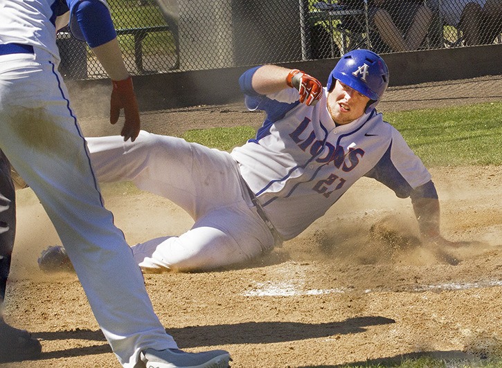 Auburn Mountainview senior first baseman Chandler Michalek helped the Lions take a quick lead by scoring one of their two first-inning runs